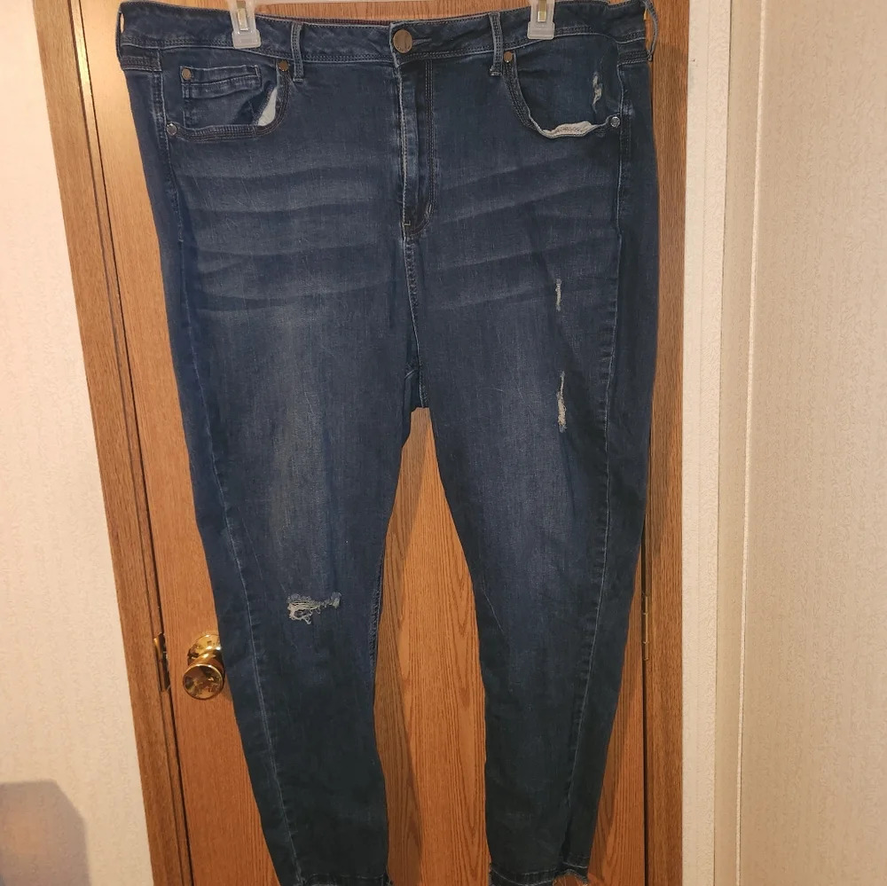 Seven7 Distressed and Frayed Cropped Skinny Jeans Size 24W - Picture 3 of 11